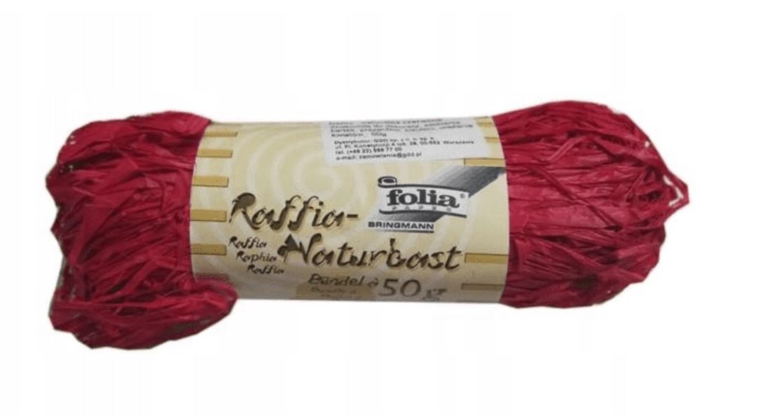 Rafia naturalna 50g, czerwona