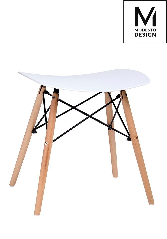Modesto Design MODESTO stołek BORD biały - polipropylen, podstawa bukowa M002.WHITE