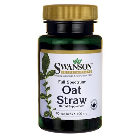 Swanson - Owies Zwyczajny,  Oat Straw, 400mg, 60 kapsułek