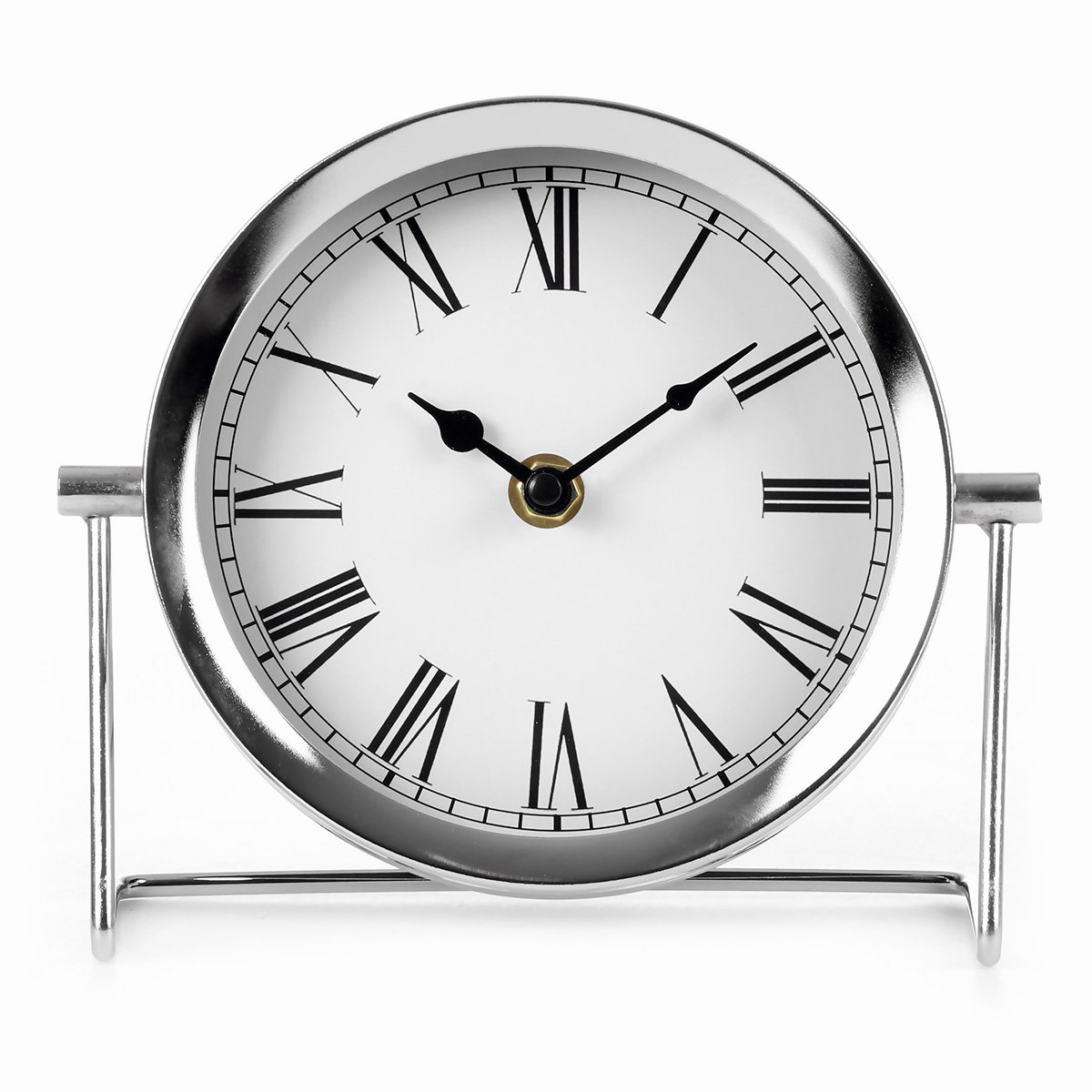 KOOPMAN INTERNATIONAL Zegar stołowy okrągły śr. 16 cm srebrny