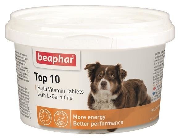 Beaphar TOP 10 Dog - Preparat witaminowy z L-karnityną dla psa 180tabl. 13487