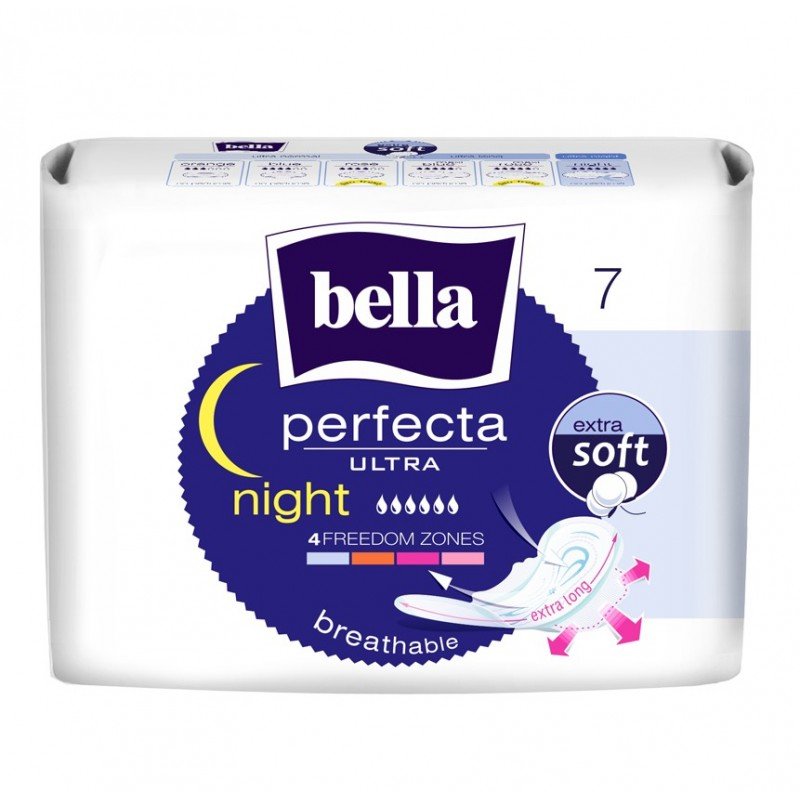 Bella Podpaski higieniczne Perfecta Ultra Night Extra Soft : Ilość sztuk - 7 szt. BE-013-MW07-027