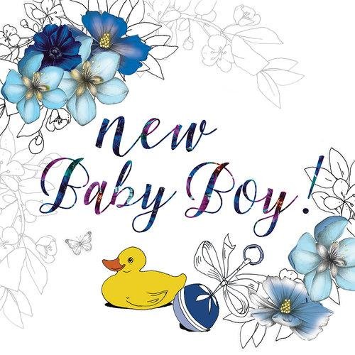Clear Creations Karnet urodzinowy z kryształkiem Swarovskiego New Baby Boy!