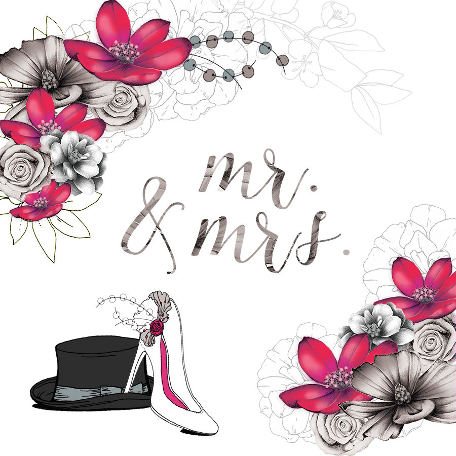 Karnet Swarovski kwadrat Ślub Pan i Pani Clear Creations