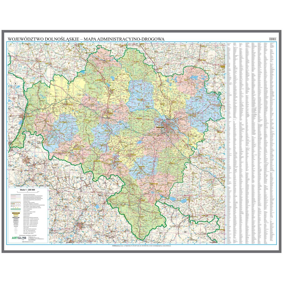 EkoGraf, Województwo dolnośląskie mapa ścienna na podkładzie do wpinania - pinboard, 1:200 000