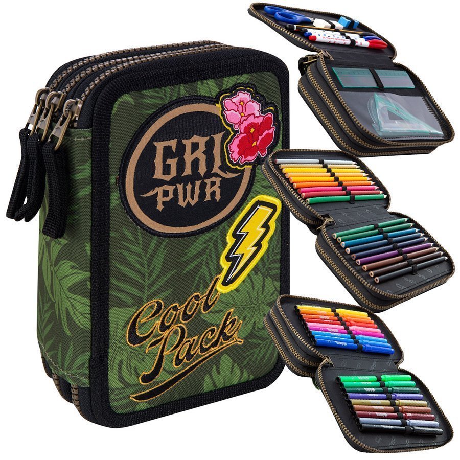 CoolPack Piórnik Potrójny Z Wyposażeneim Jumper 3 Green