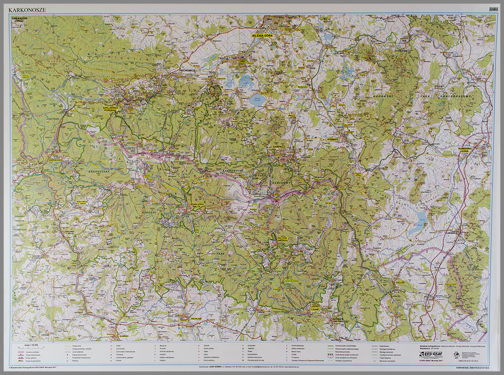 EkoGraf, Karkonosze mapa ścienna na podkładzie w drewnianej ramie, 1:35 000