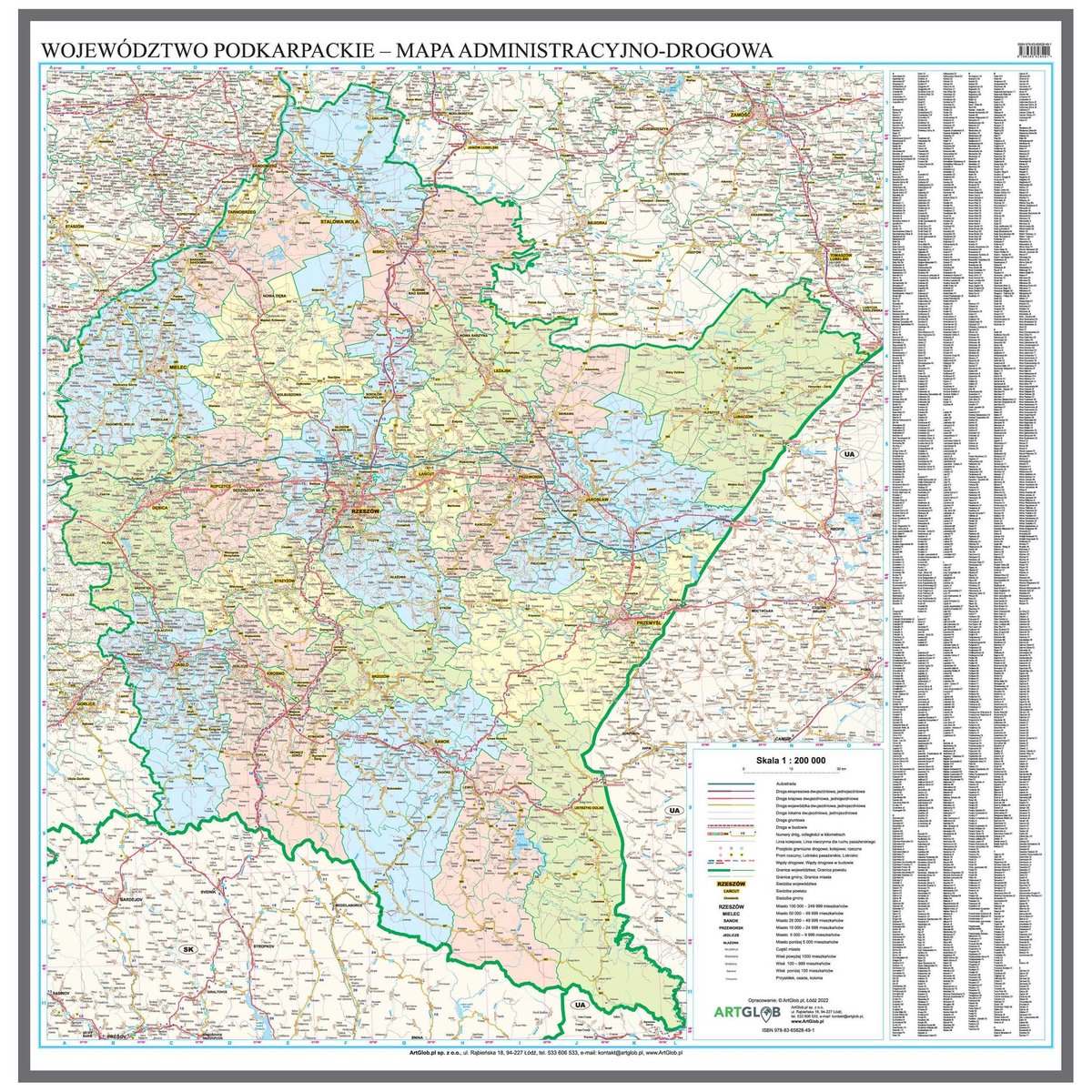 EkoGraf, mapa ścienna Województwo podkarpackie, 1:200 000