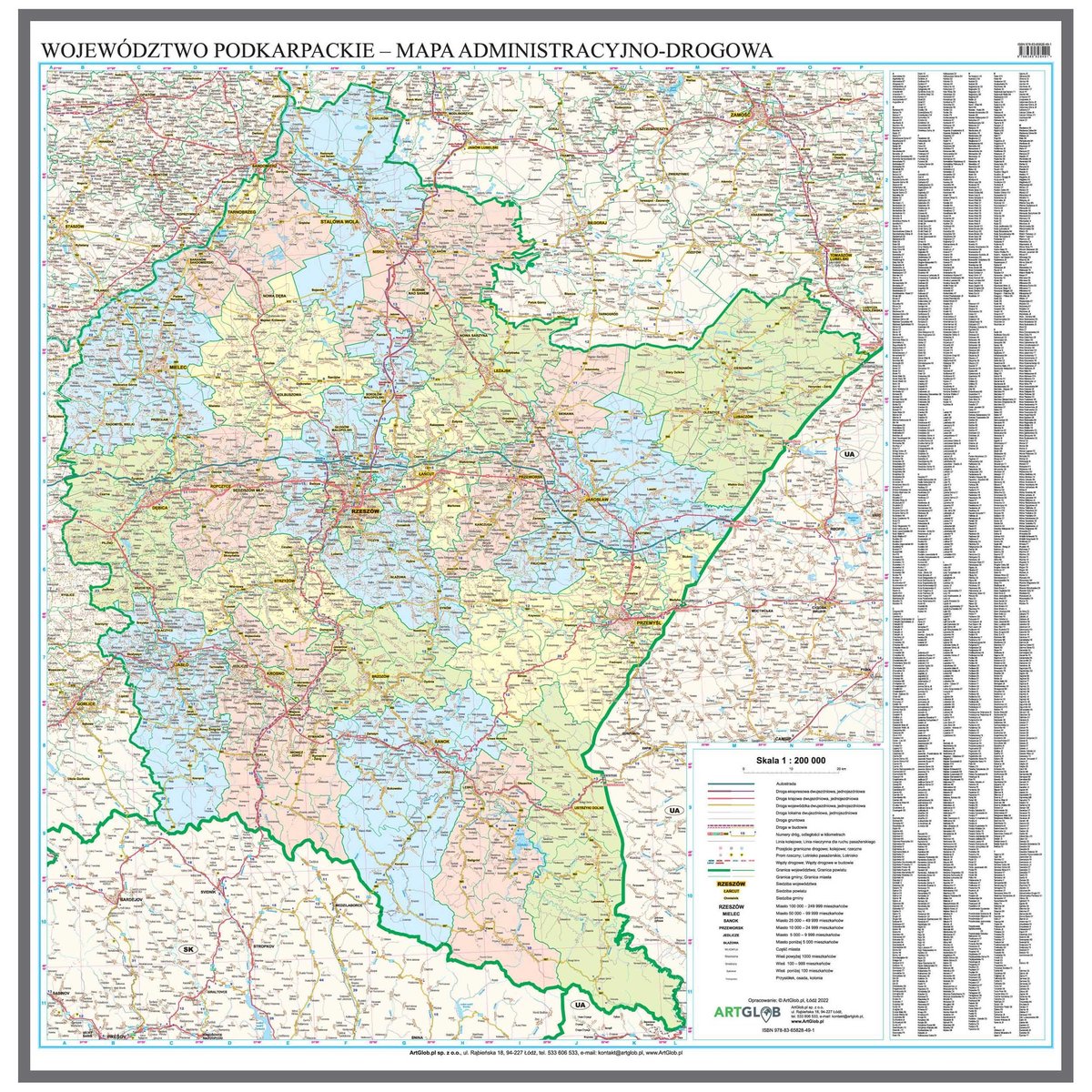 EkoGraf, mapa ścienna Województwo podkarpackie, 1:200 000