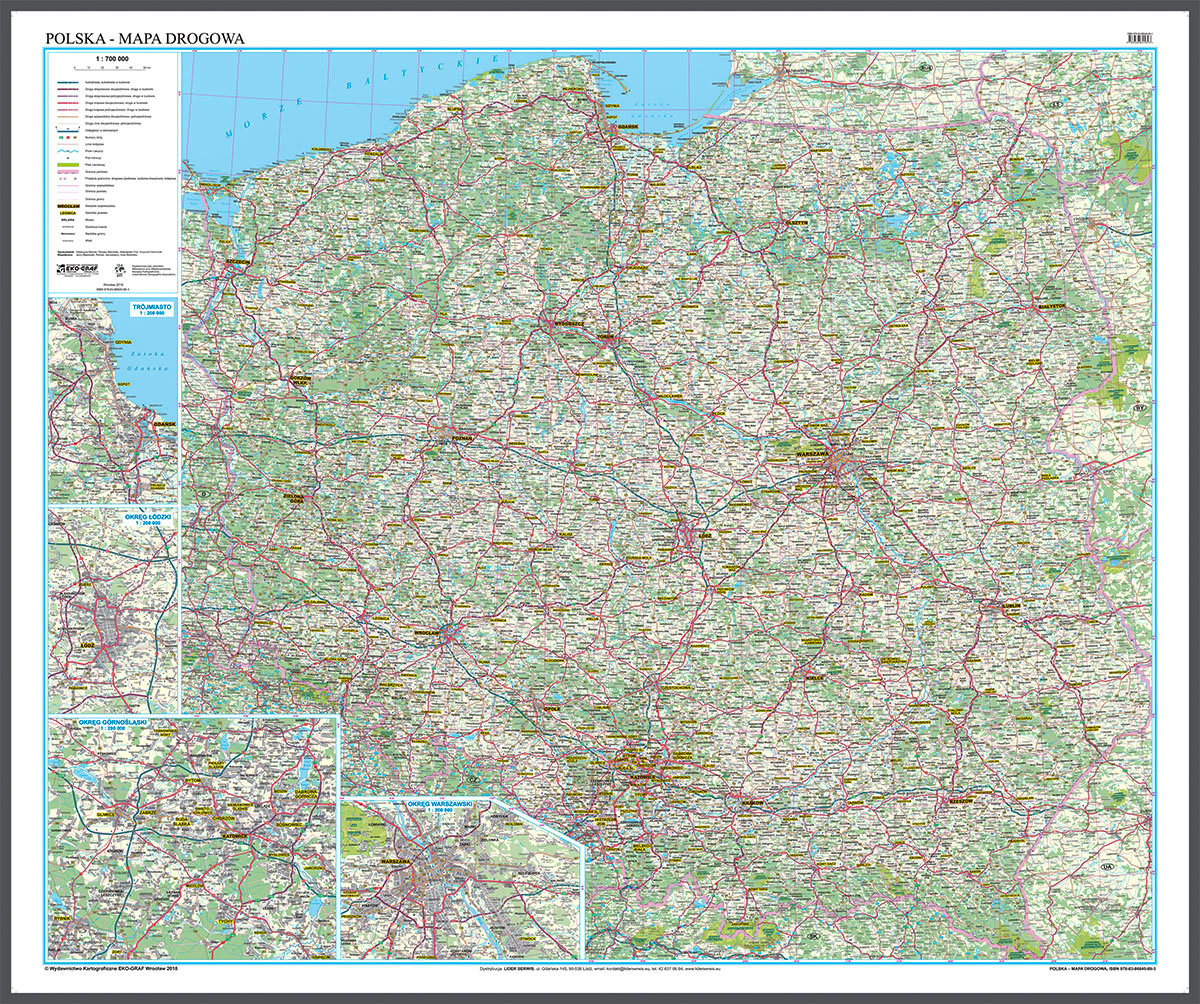 EkoGraf, mapa ścienna drogowa Polska, 1:700 000