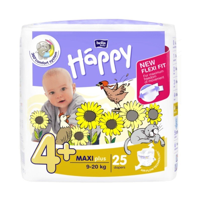 Bella Happy 4+ Maxi Plus 9-20 kg 25 szt.