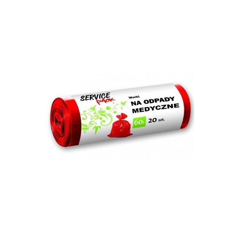 Service Pack Service Pack worki czerwone na odpady medyczne 60l, 20 szt. NN-MXX-W060-001