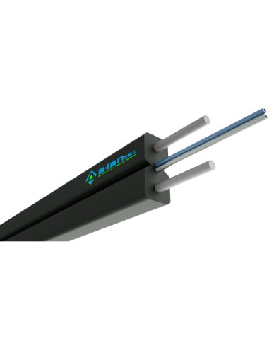 FO Kabel światłowodowy FTTH płaski SM 2J 9/125 LSOH czarny, wzmocnienie dwoma prętami stalowymi - ALANTEC