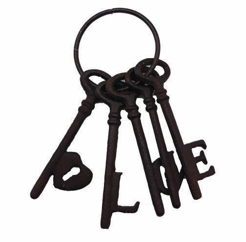 Tajemniczy Ogród Dekoracja pęk kluczy Love met. 5szt wys.14cm