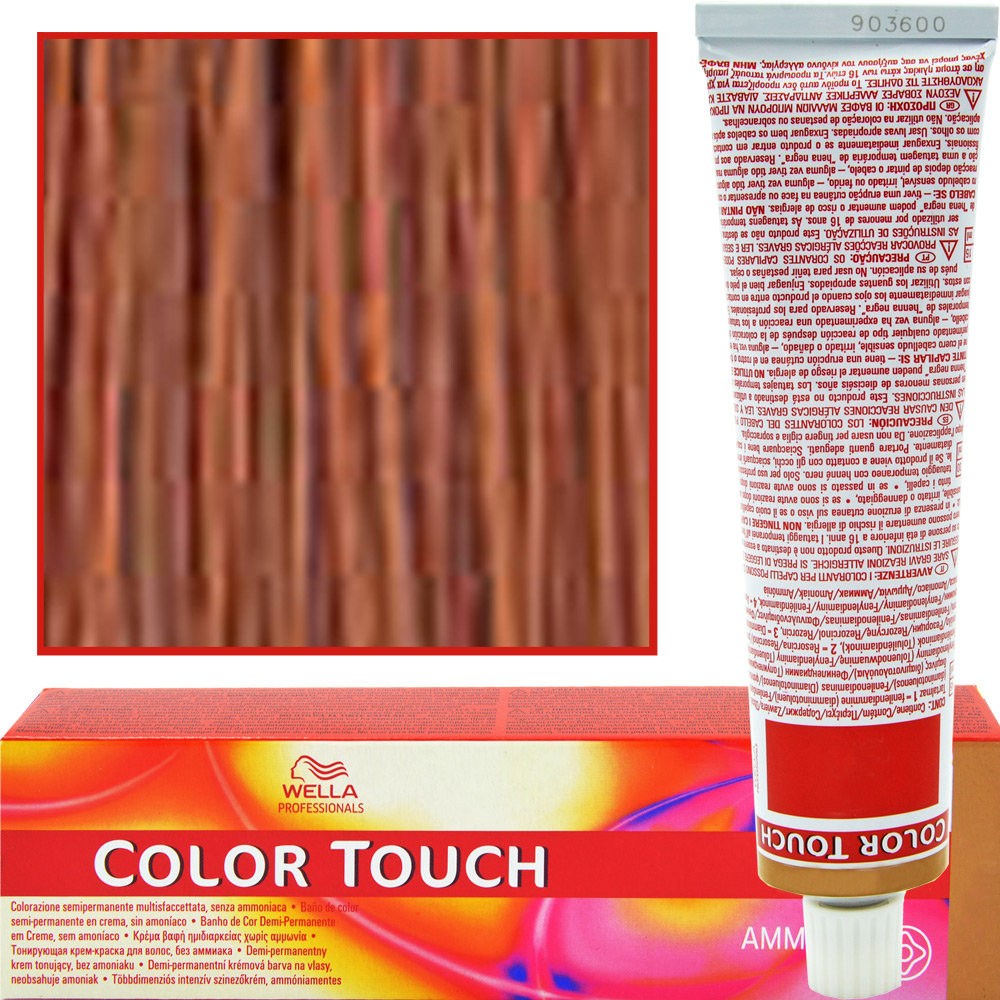 Wella Colour Touch Semi-trwały kolor włosów 6/4 caoba miedzi, 2er Pack (2 X 60 ML) 4015600044732