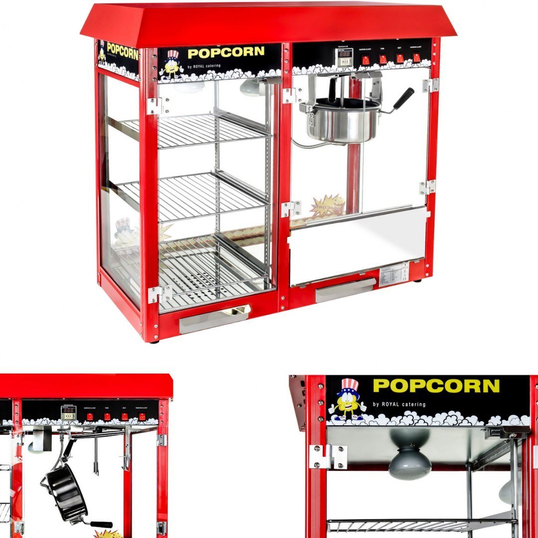 Royal Catering Maszyna do popcornu z witryną grzewczą RCPC-16E 1700W RCPC-16E RCPC-16E