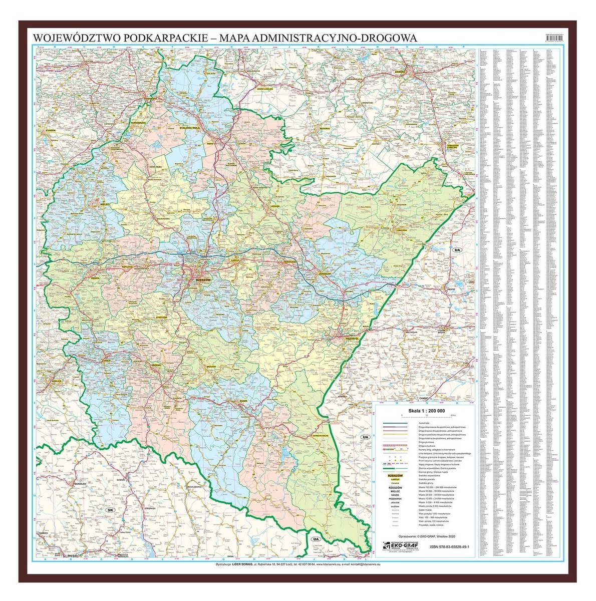 EkoGraf, mapa ścienna Województwo podkarpackie, 1:200 000