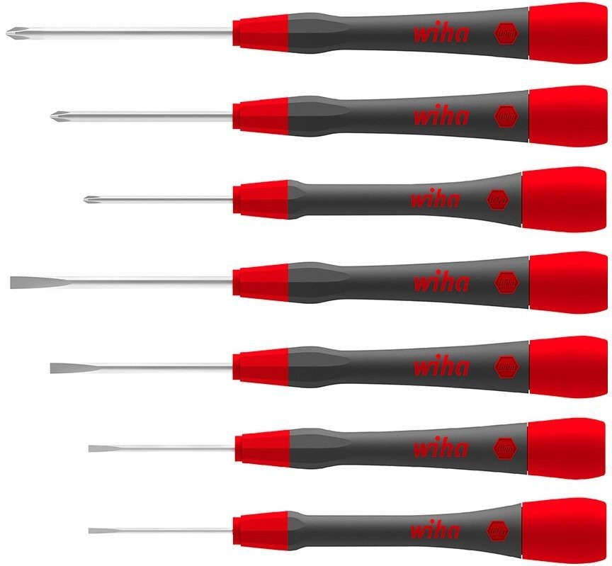Śrubokręty precyzyjne płaskie i krzyżowe WIHA Ph, czerwono-czarne, 260PK7