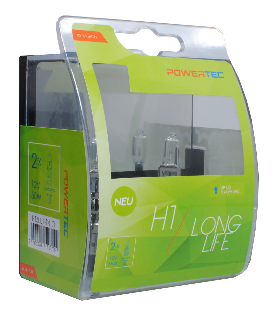 M-Tech ptzll1 Duo H1 ŻARÓWKI HALOGENOWE 55 W Long Life, liczba 2 PTZLL1-DUO