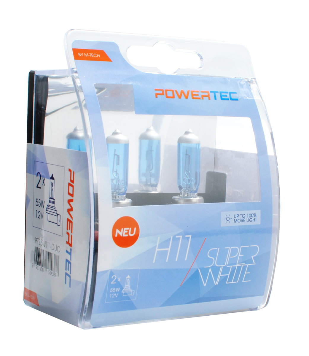 M-Tech ptzsw11 Duo Powertec Super White H11 12 V 55 W PTZSW11-DUO