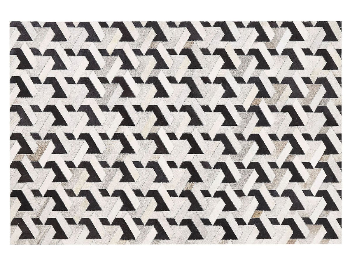 Beliani Dywan patchwork skórzany 160 x 230 cm czarno-szary NARMAN