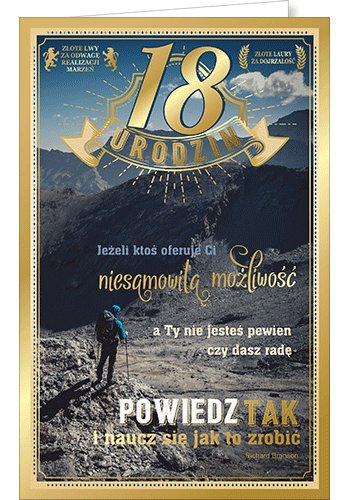 Karnet okolicznościowy, 18 urodziny, U 68