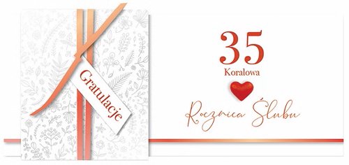 Karnet okolicznościowy, 35 rocznica ślubu - koralowa, KPAS 61