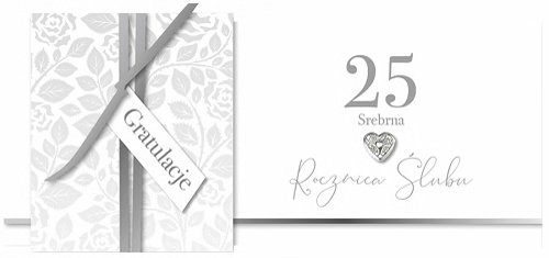 Karnet okolicznościowy, 25 rocznica ślubu - srebrna, KPAS 59