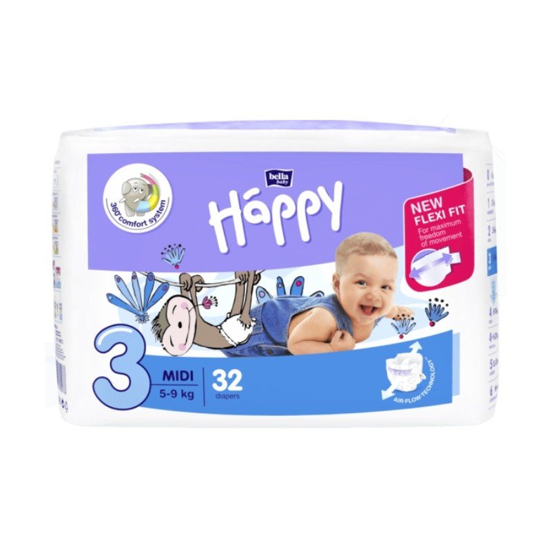 Bella Happy 3 Midi 5-9 kg 32 szt.