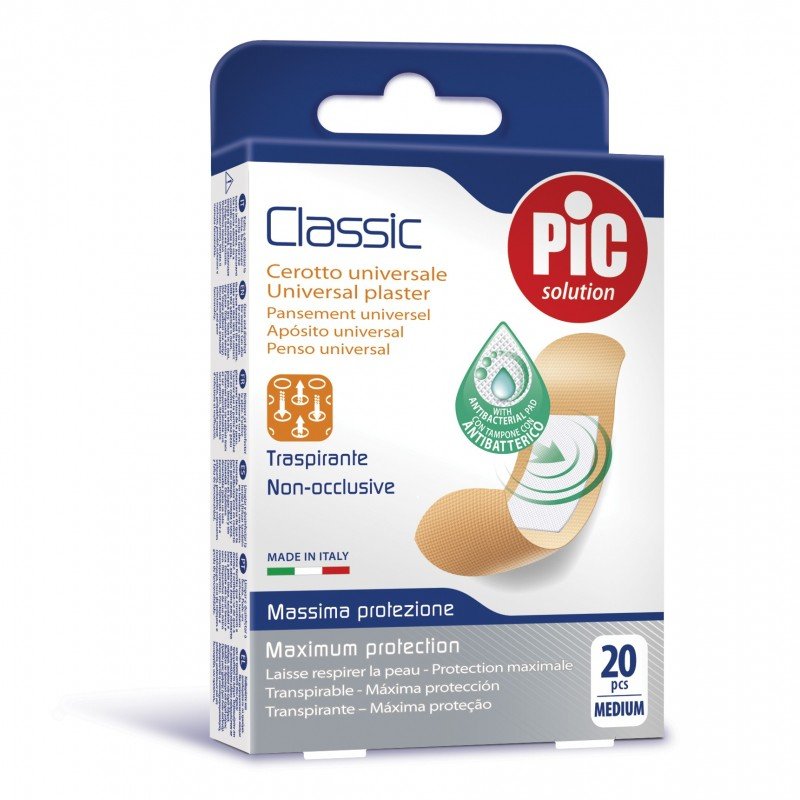 PiC Classic, antybakteryjne plastry opatrunkowe, medium, 19 x 72 mm, 20 szt.