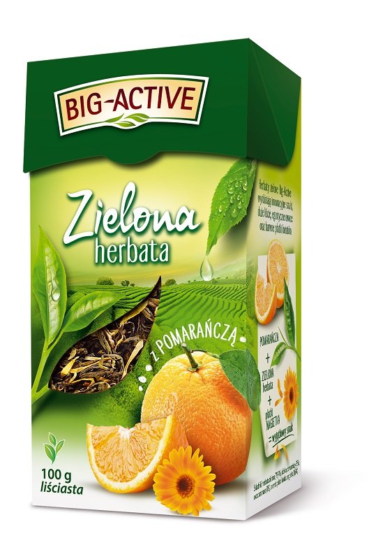 Big-Active Big-Active Zielona herbata z pomarańczą liściasta 100 g