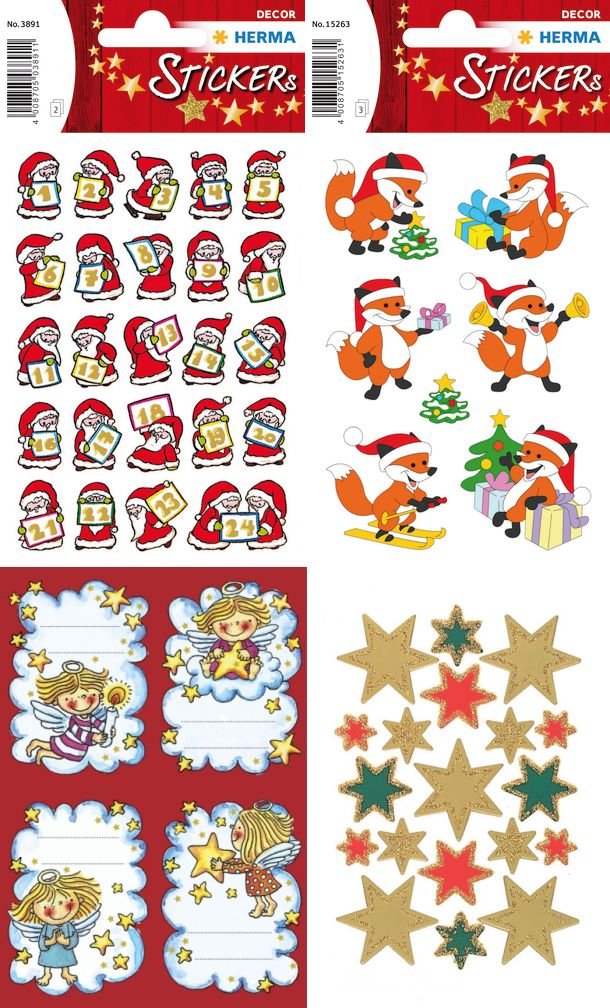 Naklejki dekoracyjne, Boże Narodzenie, Pakiet 6, 4 sztuki