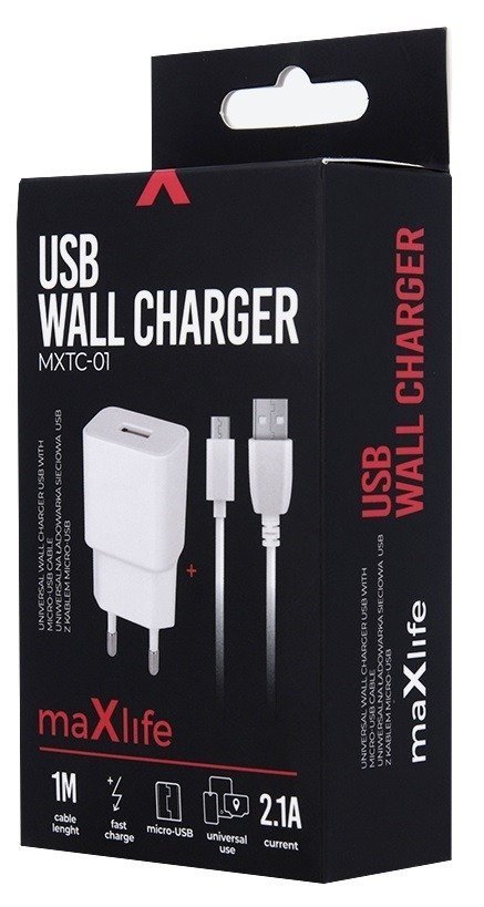 Ładowarka Maxlife Usb Qc 2,1A + Kabel Micro Usb