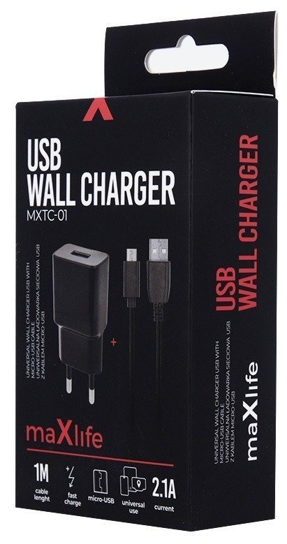 Maxlife Ładowarka Maxlife MXTC-01 USB 2.1A + kabel Micro BL maxlife_20191104151115