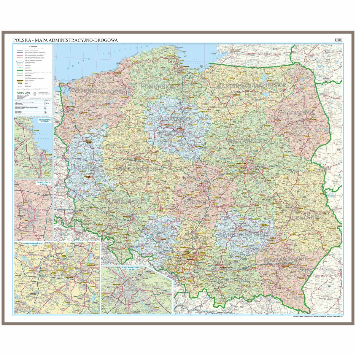 EkoGraf, mapa ścienna administracyjno-drogowa Polska, 1:700 000