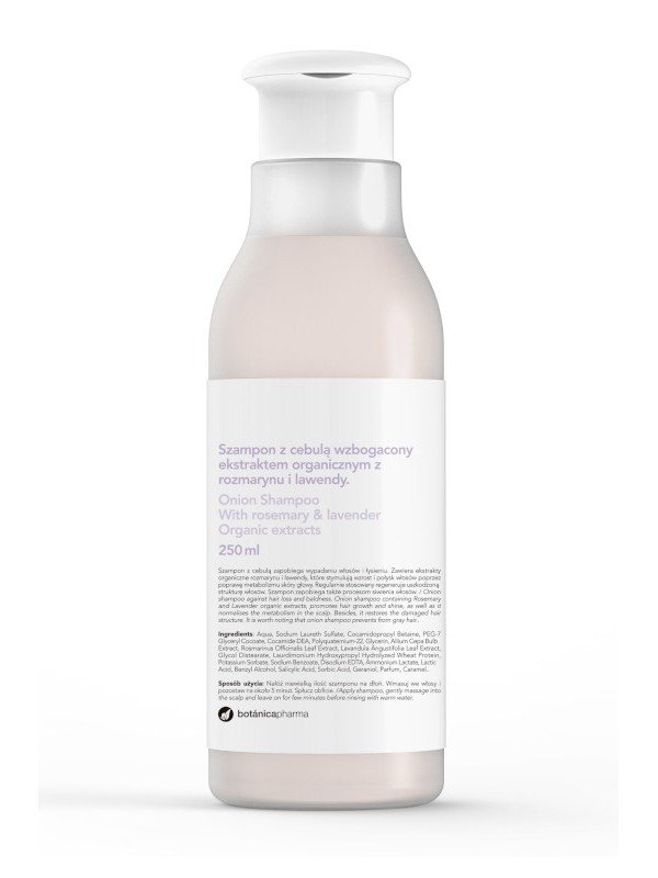 Botanicapharma BOTANICAPHARMA Szampon z cebulą wzbogacony ekstraktem organicznym z rozmarynu i lawendy - 250 ml