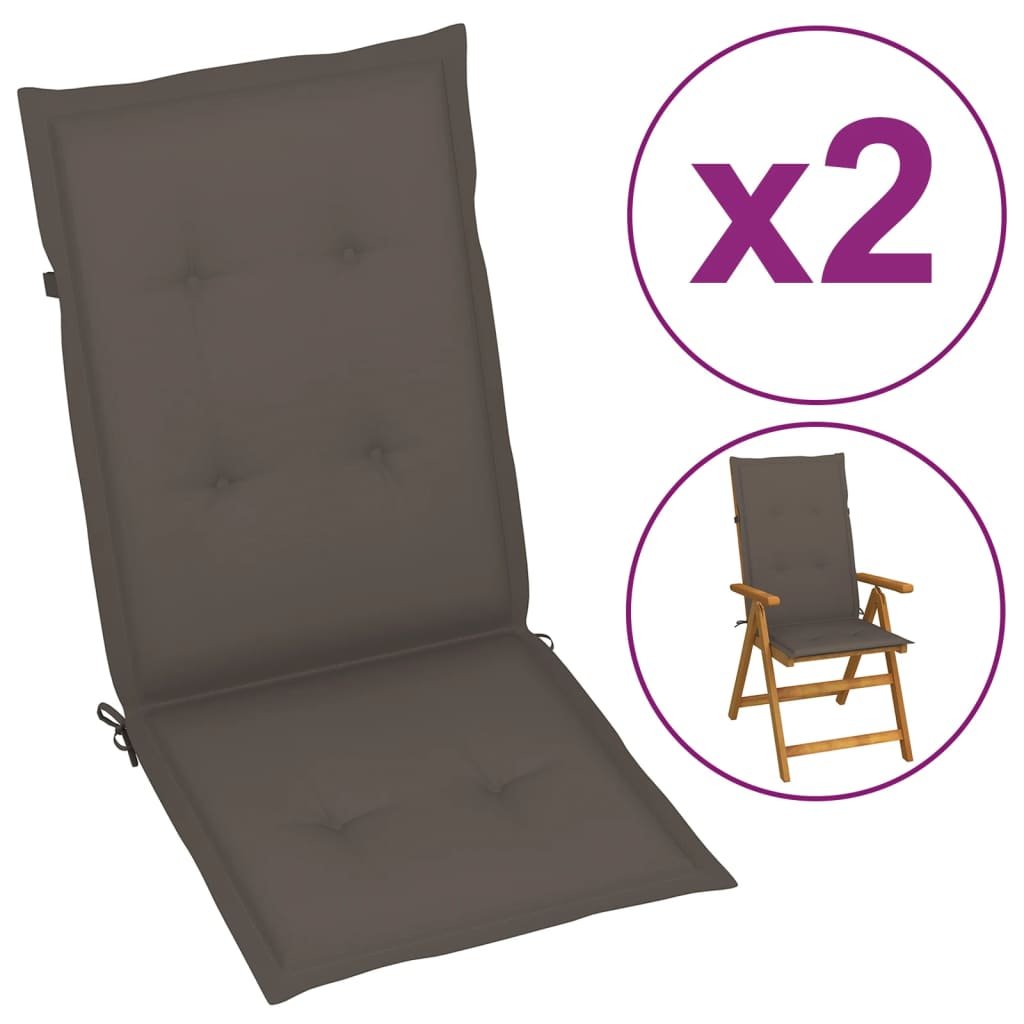 vidaXL Poduszki na krzesła ogrodowe, 2 szt., taupe, 120x50x3 cm