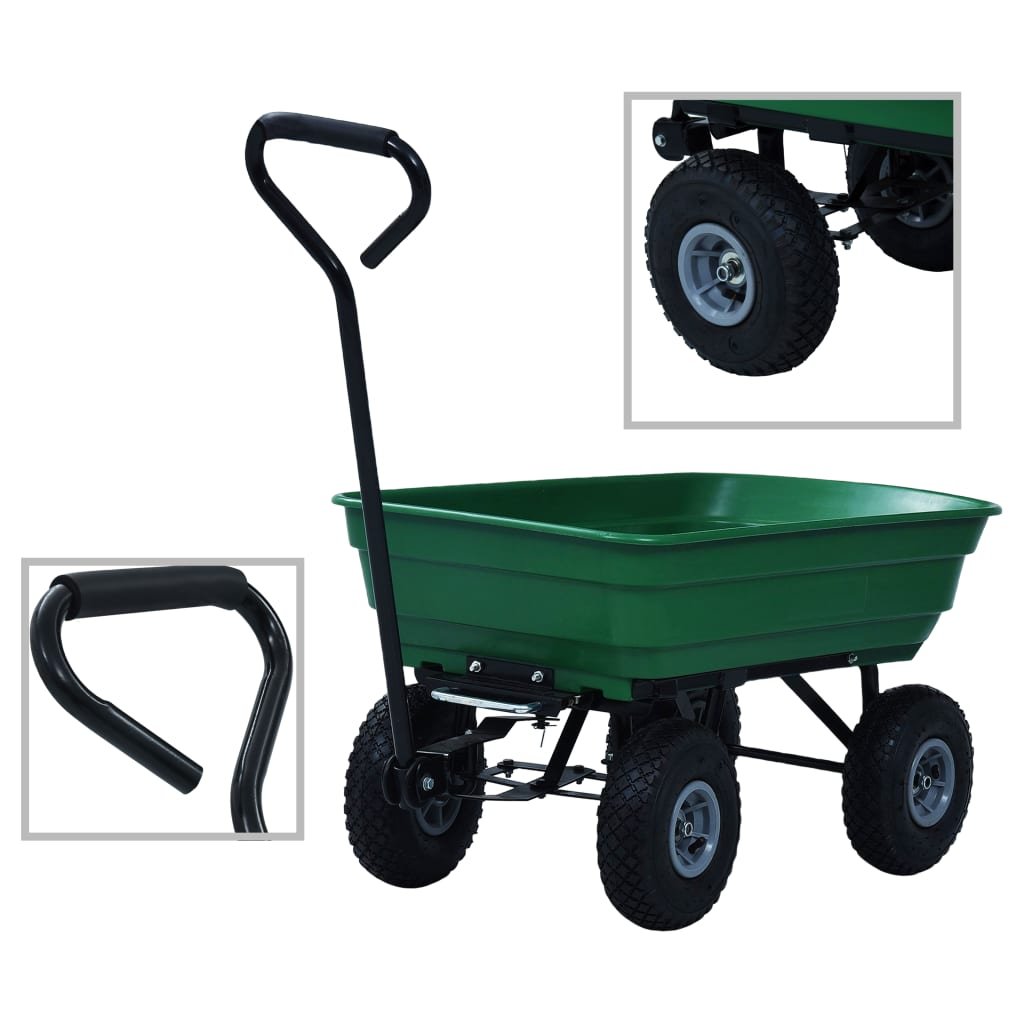 vidaXL Ogrodowy wózek ręczny z wywrotką, 300 kg, 75 L, zielony 145507