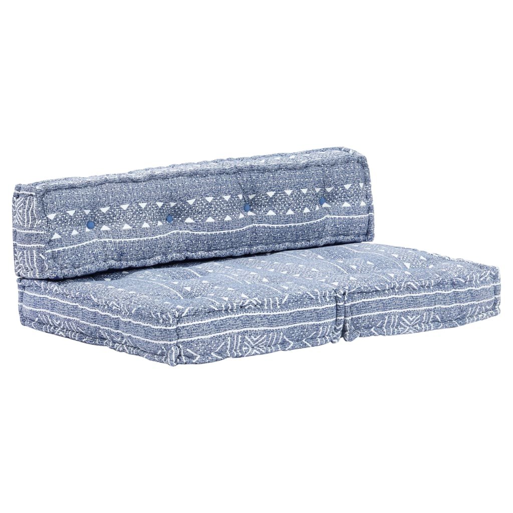 vidaXL Sofa z poduszek na paletę, tkanina, indygo patchwork