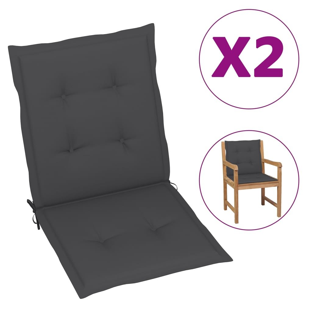 vidaXL Poduszki na krzesła ogrodowe, 2 szt., antracyt, 100x50x3 cm