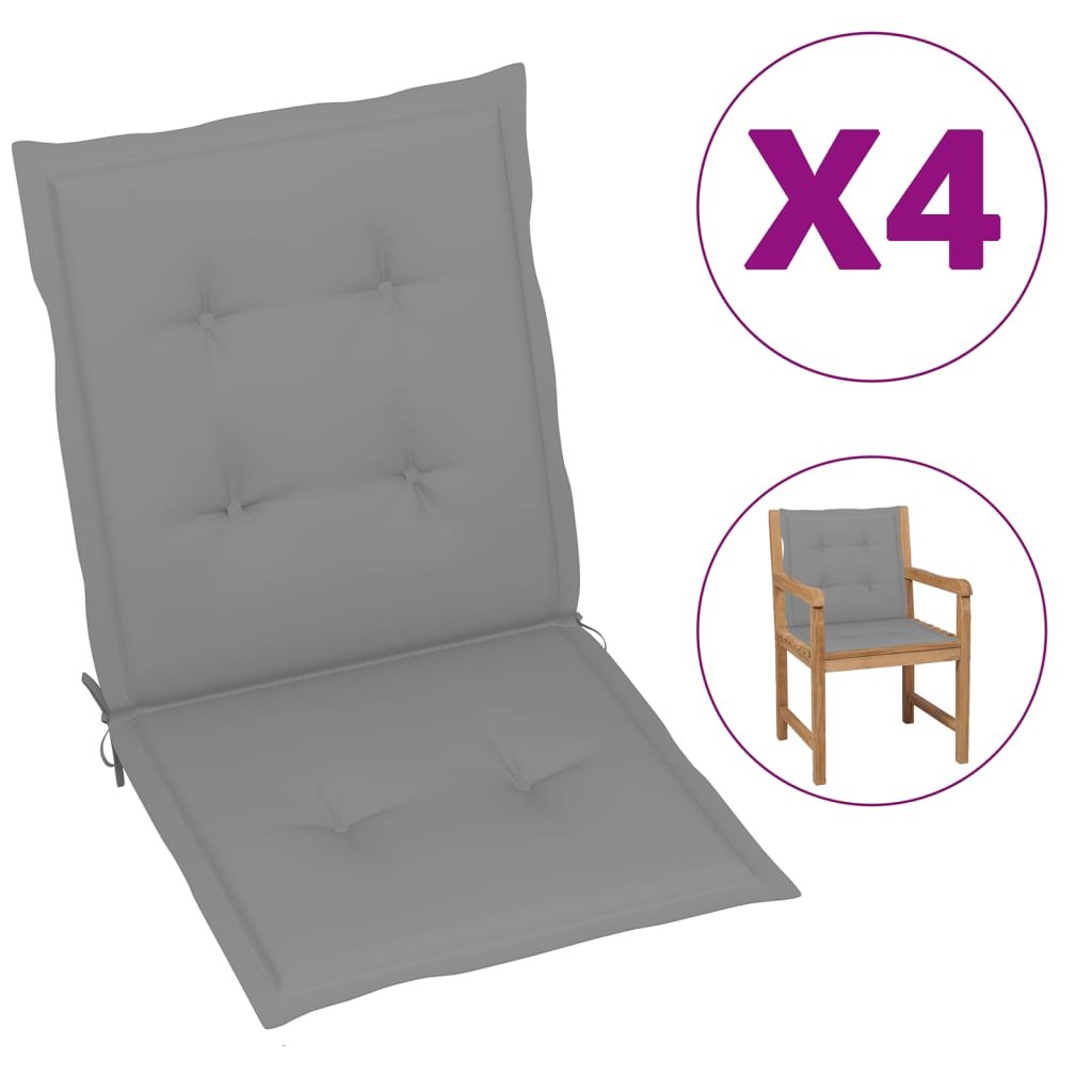vidaXL Poduszki na krzesła ogrodowe, 4 szt., szare, 100x50x3 cm