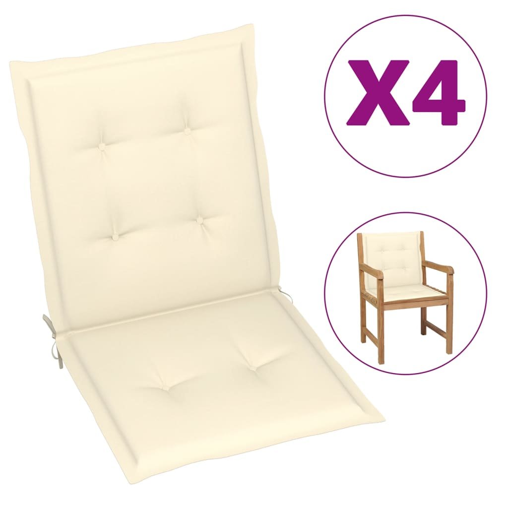 vidaXL Poduszki na krzesła ogrodowe, 4 szt., kremowe, 100x50x3 cm