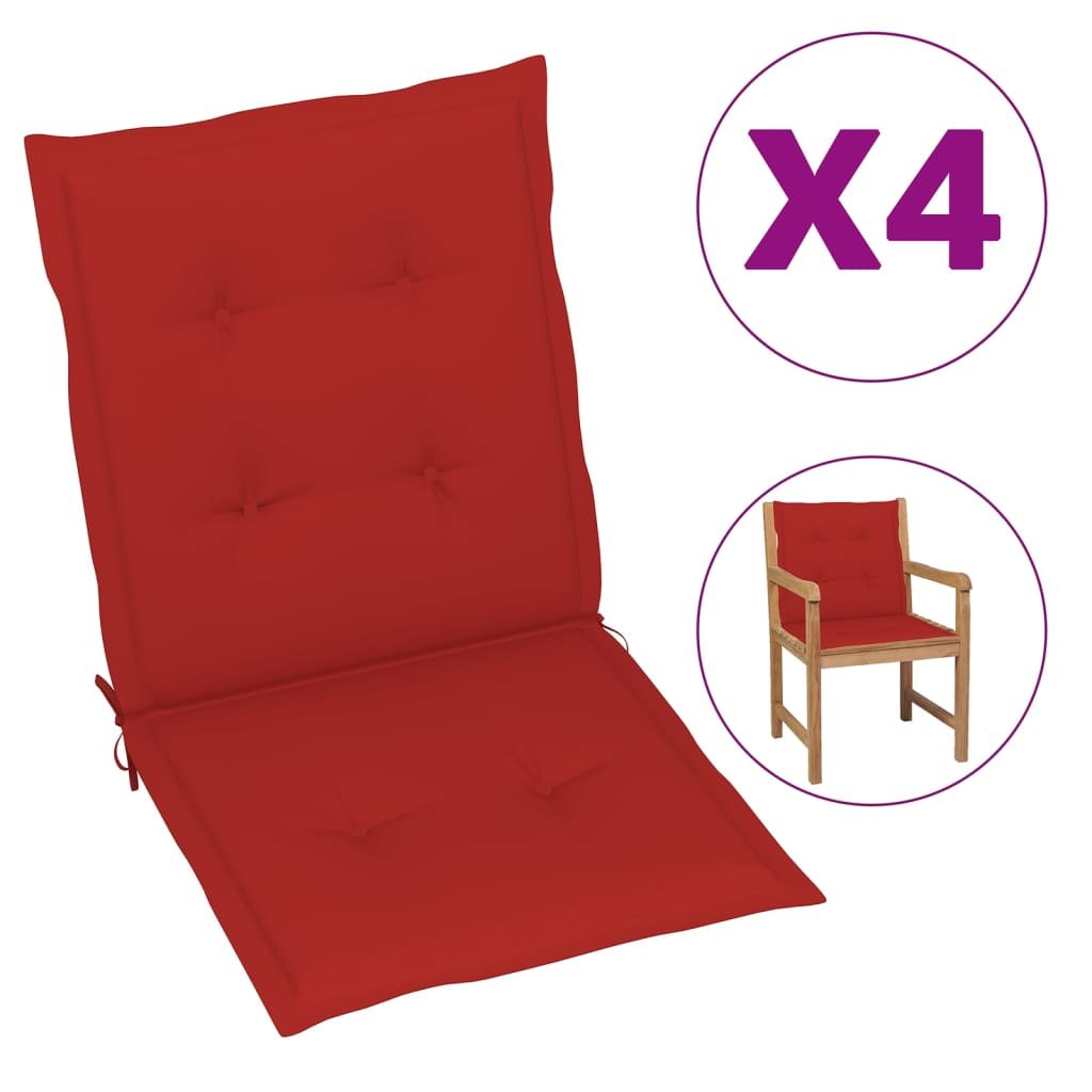 vidaXL Poduszki na krzesła ogrodowe, 4 szt., czerwone, 100x50x3 cm