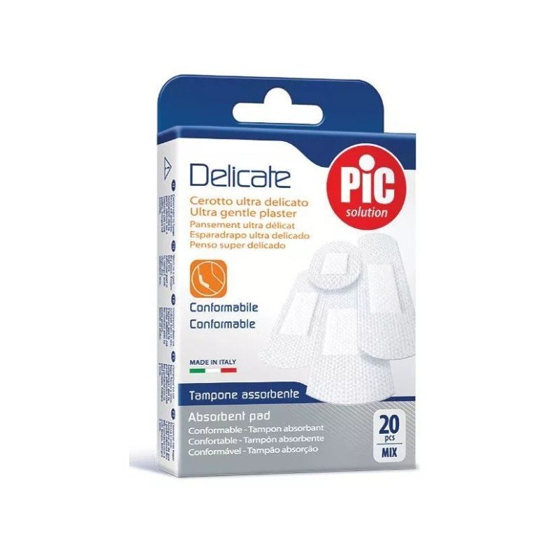 PiC Delicate assorted, antybakteryjne plastry opatrunkowe, mix, 20 szt.