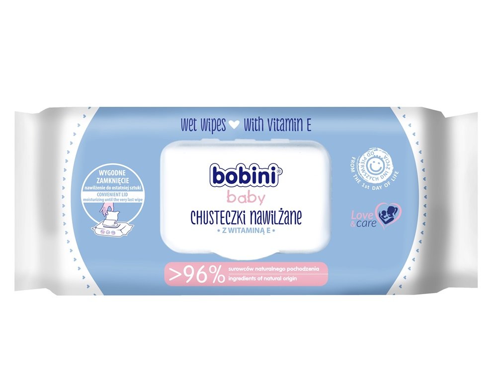 Bobini Baby chusteczki nawilżane z witaminą E 60 sztuk