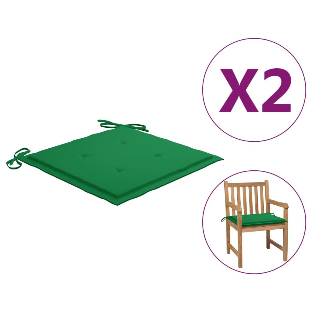 vidaXL Poduszki na krzesło ogrodowe, 2 szt., zielone, 50x50x3 cm
