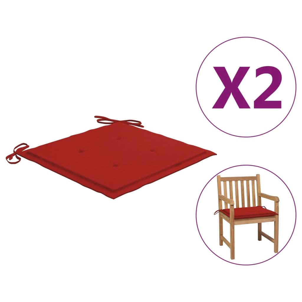 vidaXL Poduszki na krzesło ogrodowe, 2 szt., czerwone, 50x50x3 cm