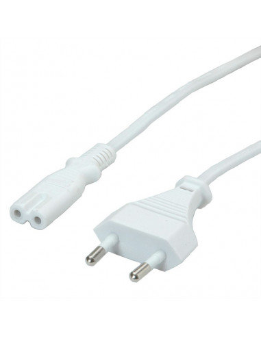 Value Kabel sieciowy Euro wtyczka płaska na C7, 2-biegunowy, biały, 3 m 19.99.2091