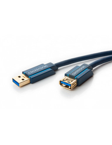 Clicktronic Przedłużacz USB 3.0 70120 [1x Złącze męskie USB 3.0 A 1x Złącze żeńskie USB 3.0 A] 3 m niebieski