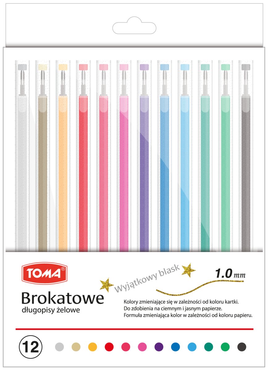 Toma 12 SZTUK Długopisy żelowe brokatowe TO-073 59F2-26006